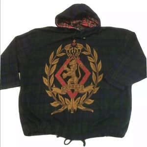 Vintage Express Plaid Lion Crest Pullover hoodie L